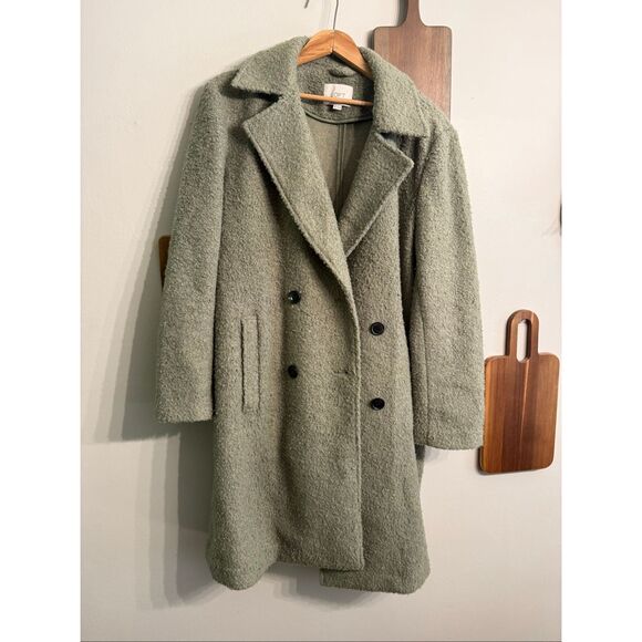 Loft Grey Double Breasted Teddy Notched Lapel Trench Coat Size Medium - Picture 1 of 6